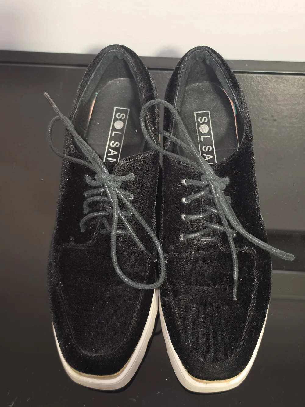 Sol Sana Megan Platform Wedge Women's Velvet Lace Up Oxfords Size 8 1/2